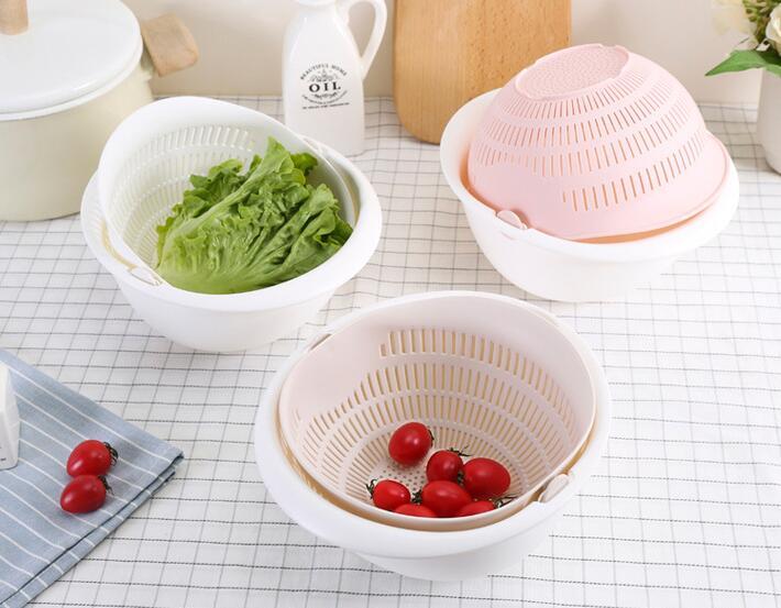 Double-Dish Sink Drain & Wash Fruit Basket