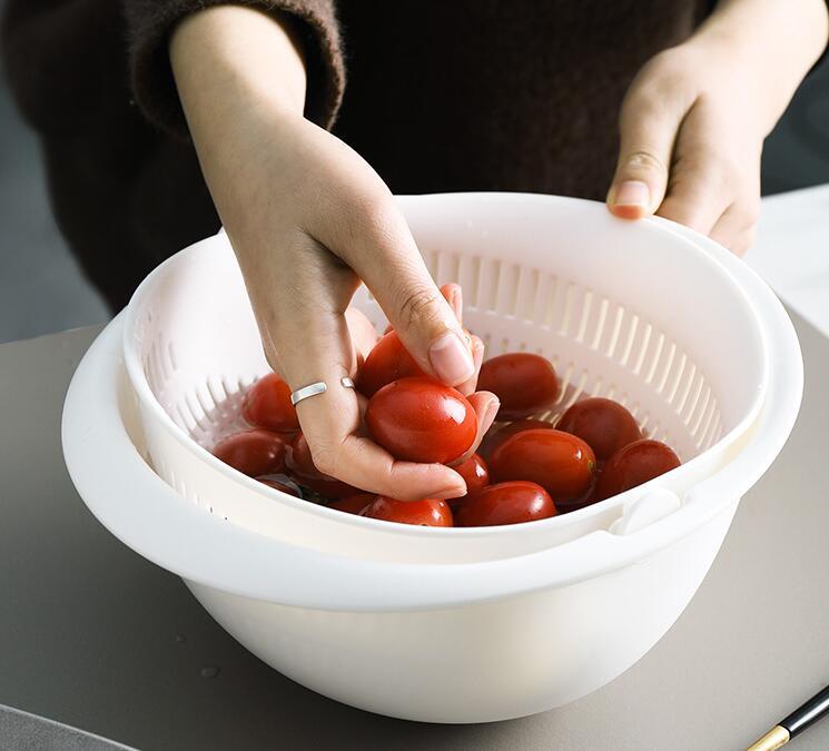 Double-Dish Sink Drain & Wash Fruit Basket